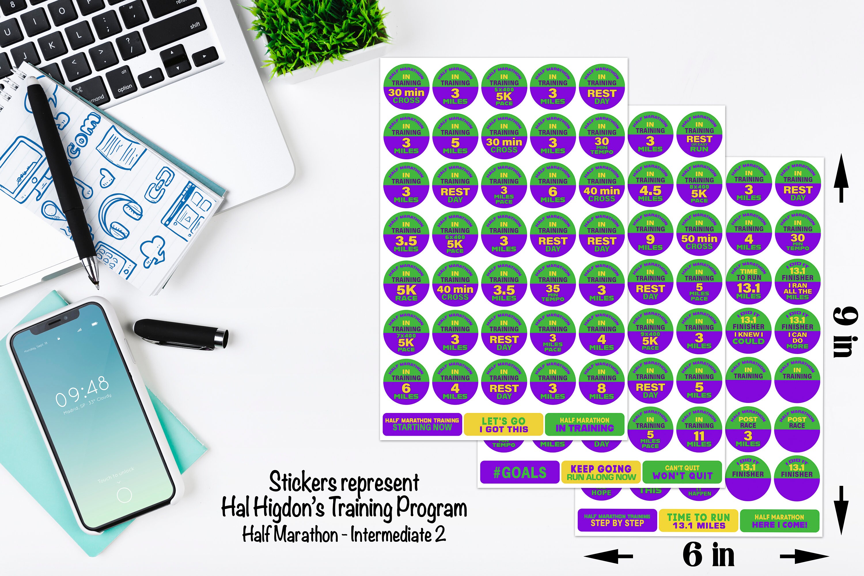 Hal Sticker Half Marathon Training Planner Stickers Sheets Hal Higdon 12-week ...