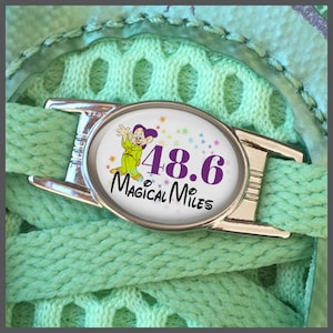 Disney Dopey 48.6 Magical Miles Challenge Runners Shoelace Sneaker Shoe Charm or Zipper Pull Running Gifts for Runners