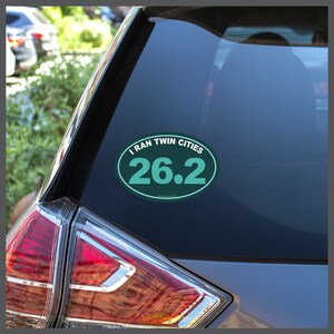 I Ran Twin Cities 26.2 Marathon Removable Sticker Decal or Car Magnet NO YEAR Running Gifts for Runners