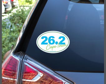 Pegatina o imán para coche con la inscripción "Maratón de Ciudad del Cabo, Sudáfrica, 26.2" (Regalos para corredores).