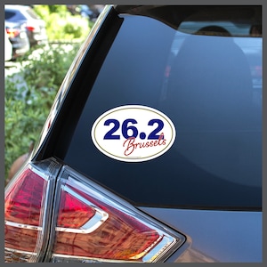 Brussels Belgium 26.2 Marathon in Script Decal Or Car Magnet Running Gifts for Runners