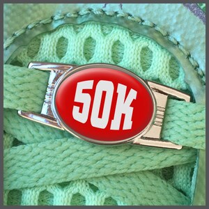 Race Distance 50K Ultra Marathon Shoe Lace Tag Runners Shoelace Sneaker Shoe Charm or Zipper Pull Running Gifts for Runners