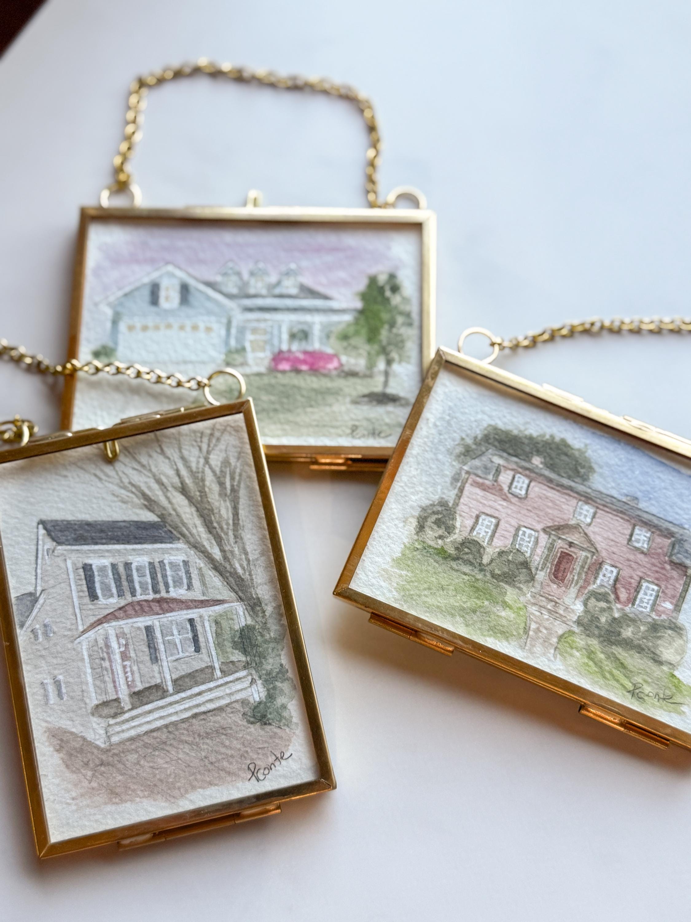 Custom Watercolor House Portrait Ornament: Hand-painted Christmas Gift ...