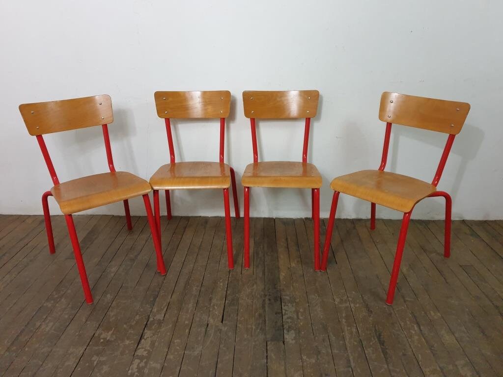 Chaises d'école Vintage Rouges