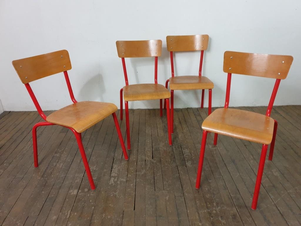 Chaises d'école Vintage Rouges