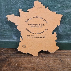 Carte de FRANCE - Gabarit d'écolier - Ecole vintage - Orange