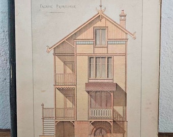 Planche d'architecte - Plans de Promoteur - Vieux papiers - Chalet 1