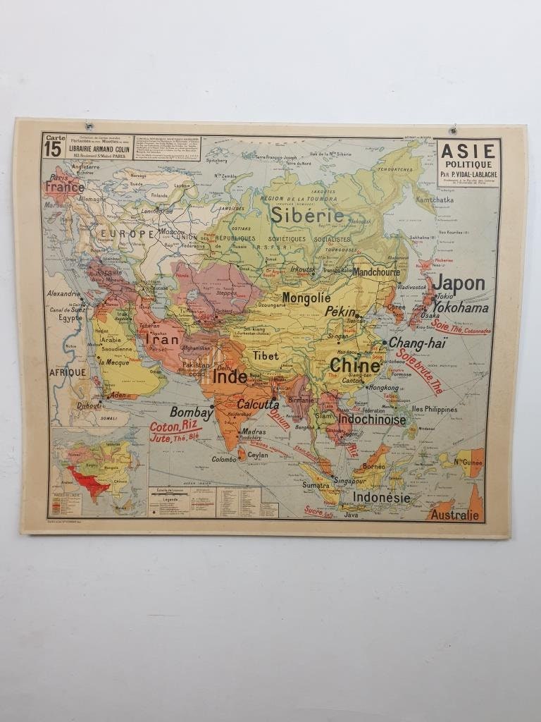 Carte Géographique Scolaire - Asie -