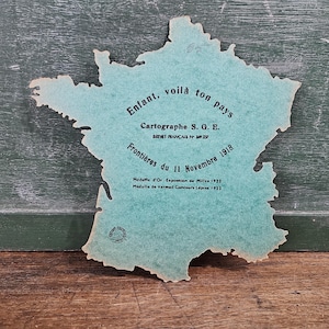 Carte de FRANCE - Gabarit d'écolier - Ecole vintage - Vert