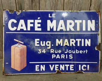 Plaque émaillée Martin Café