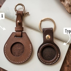 Handmade Leather AirTag Case: Solid Brass Hardware, Personalized
