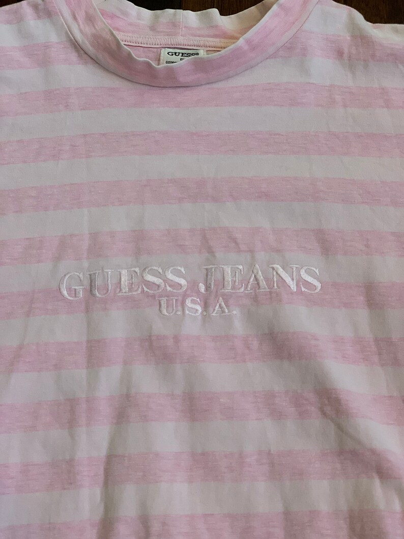 guess pink striped shirt mens