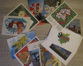 Set of 10 Random Soviet USSR vintage Postcards 1960s-1991 Signed and Posted 