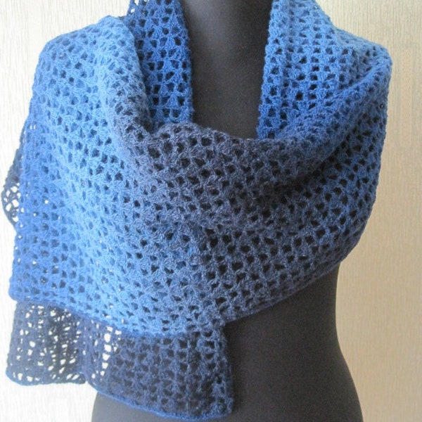 Hand Knitted Scarf for All Genders for Jeans Wear Scarf of Kauni Estonian quality PURE Artistic wool Yarn Color Blue II (Denim) Gentle Warm