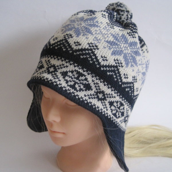 Plusieurs variantes Mode unisexe scandinave Bonnet chaud en tricot avec doublure en polaire avec cache-oreilles Laine estonienne naturelle Fil Toutes saisons chapeau moderne