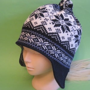 Several variants Unisex Scandinavia fashion Knit Warm Hat with soft fleece lining with ear flaps Natural Merino wool yarn All Season hat