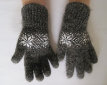 Plusieurs variantes Mode Norvège Motif de flocon de neige Tricot et feutre Qualité Naturel Chèvre Down Laine Femmes Gants Agréable Chaud Doux pour la peau des mains