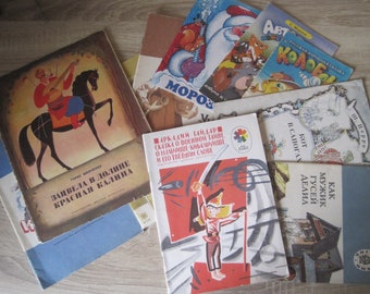 Set von 10 Vintage-Kinderbüchern. Schewtschenko, Gaidar, Perrault, Marschak, Tjutschew, russische Volksmärchen Vintage sowjetische Bücher Schöne Bilder