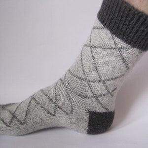 Men Knit of natural Angora wool socks English pattern EU-42-44 US-9-10 Friendly to Skin Warm Soft well in Shoes comfort Sleep