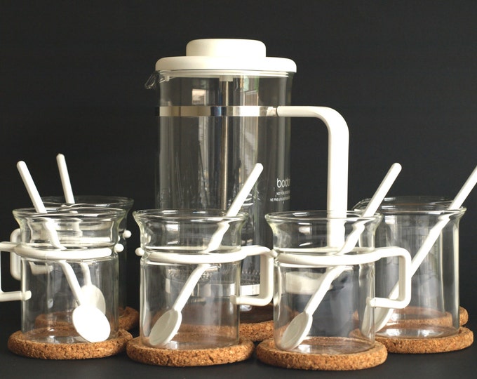 Bodum Bistro French Press Coffee Set in White Vintage Glass Etsy