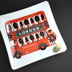 Kenneth Townsend Sights of London Bus Dish - Vintage British Double Decker Plate - Made in England