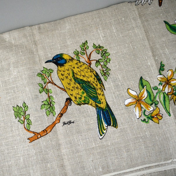 Vintage Tablecloth Birds Etsy