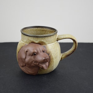 Vintage Gempo Labrador Retriever Dog Mug - Pottery Dog Face 3D Coffee Cup - Made in Japan