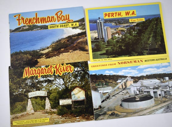 Vintage Western Australia Souvenir Fold Out Postcards X 10 - Perth