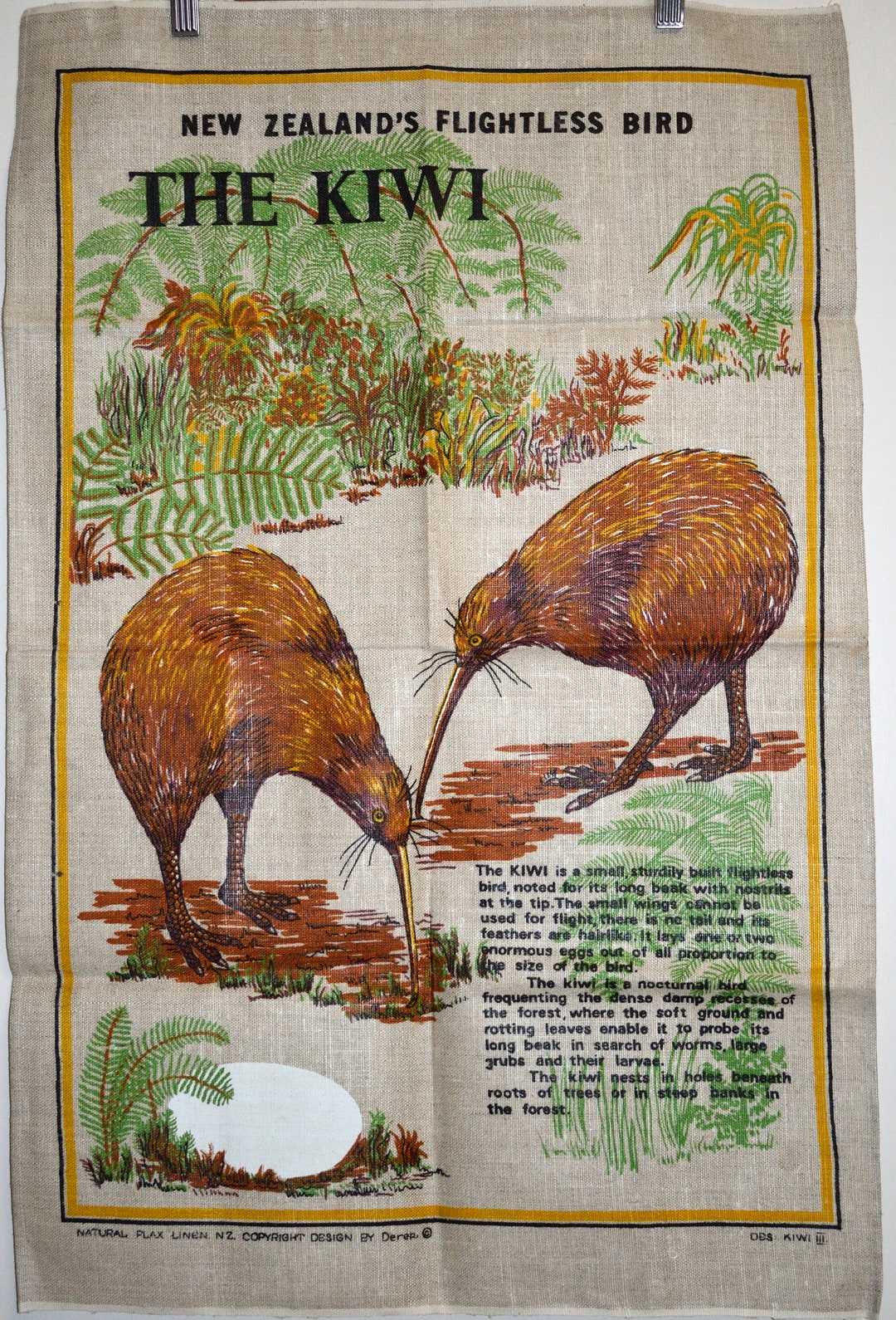Vintage Kiwi New Zealand Tea Towel the Flightless Birds of Etsy