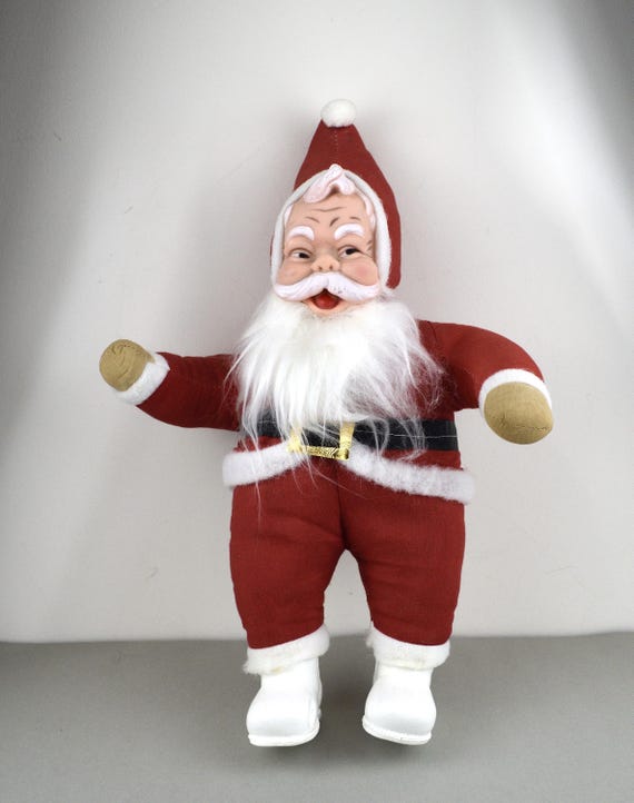 Vintage Santa Christmas Doll Rubber Face and White Boots Large