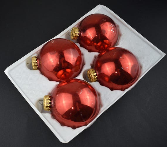 ヴィンテージ クリスマス レッド ラージ ガラス オーナメント - ドイツ