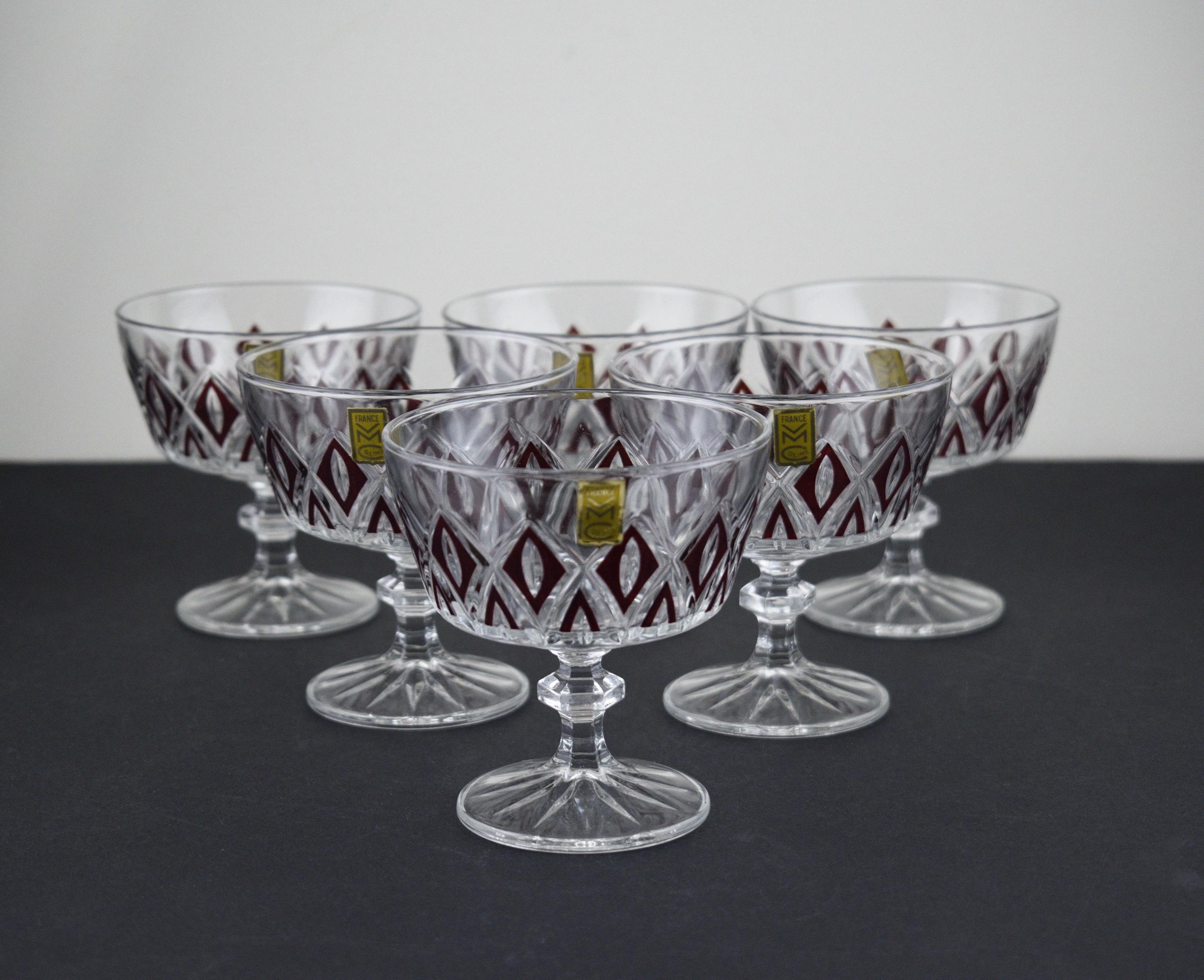 Lot De 4 Verres Vintage Type Béchers - Reims France - Verre Transparent (Très Bon état)