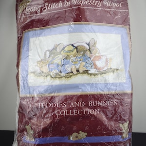Semco Sleepy Bunnies Long Stitch Kit - Wool Tapestry Longstitch Friends of Teddies & Bunnies No. 3500.2 - Made in Australia