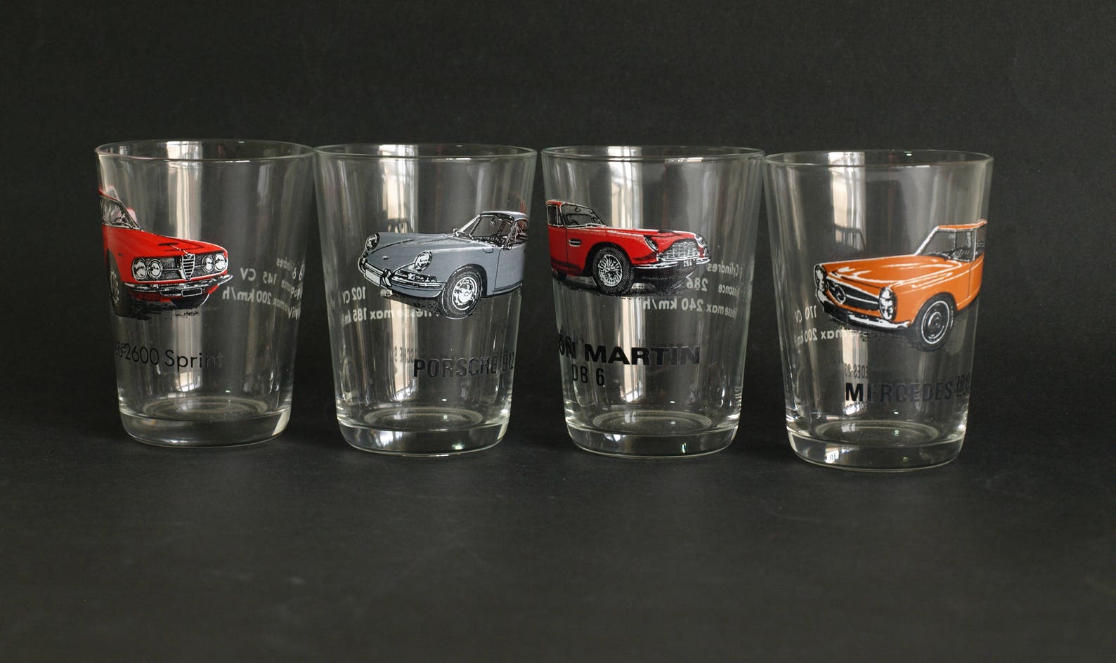 Vintage Classic Cars Drinking Glasses Reims Aston Martin Etsy