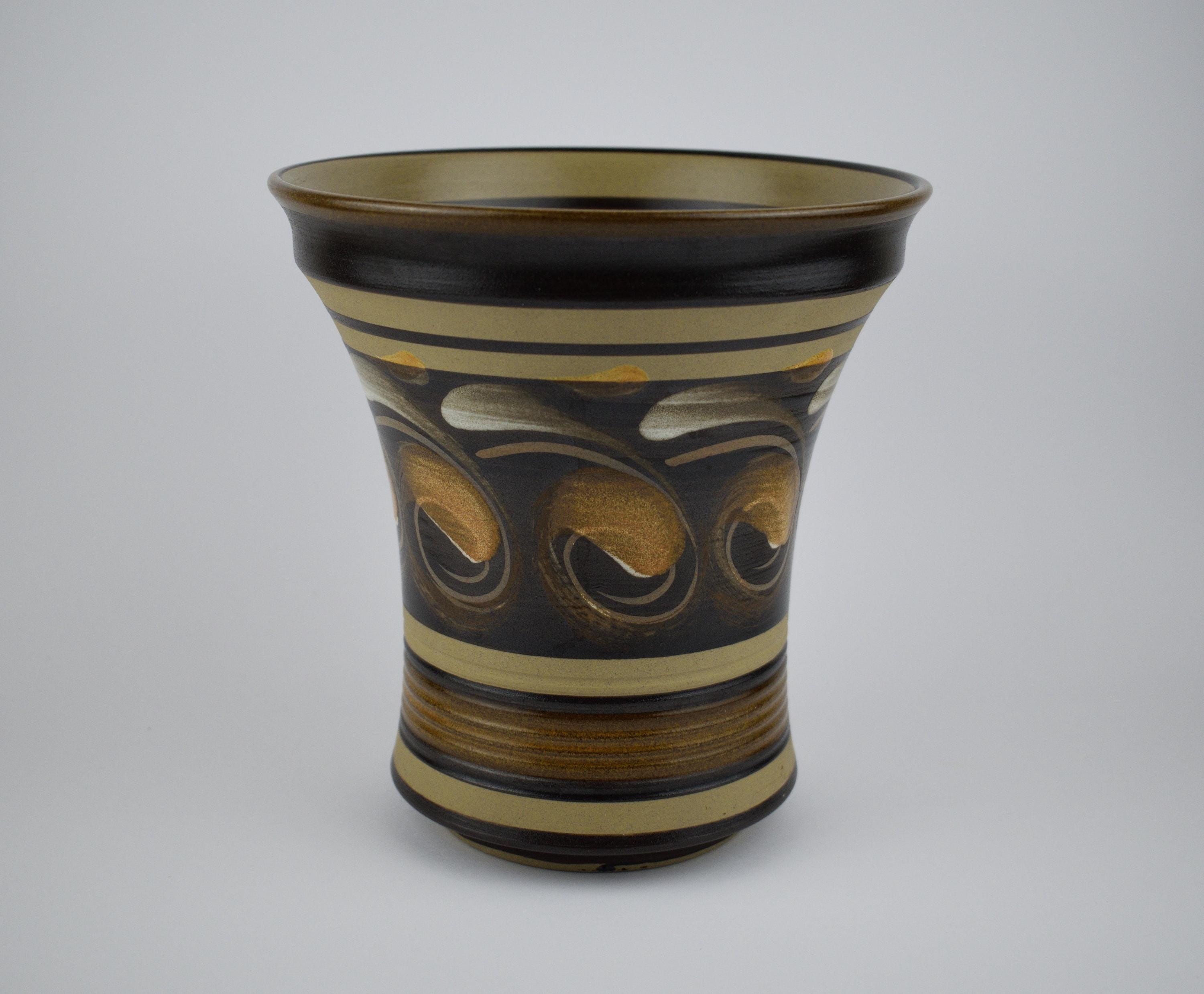 Vintage Denby Savannah Pottery Vase Hand Painted 1970s Boho