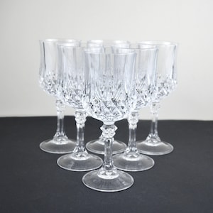 Vintage Cristal d’ Arques Longchamp Wine Glasses 25cl - Set of Six Crystal Goblets in Original Box - Made in France