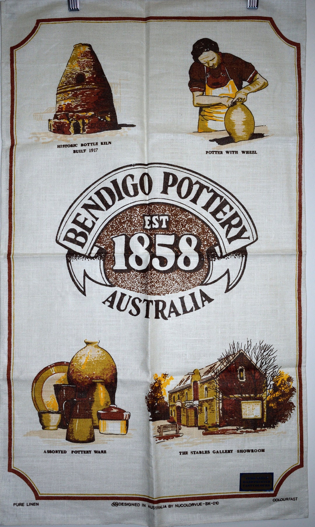 Bendigo Pottery Victoria Tea Towel Vintage Australian Etsy