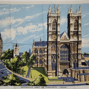 Vintage Westminster Abbey & St Margaret&#39;s London Tea Towel - Irish Cabin Linens UK
