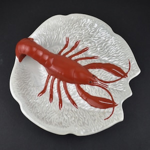 Vintage Mid Century Wembley Ware Lobster Tail Handle Dish - Crayfish Grey Platter - Made in Australia