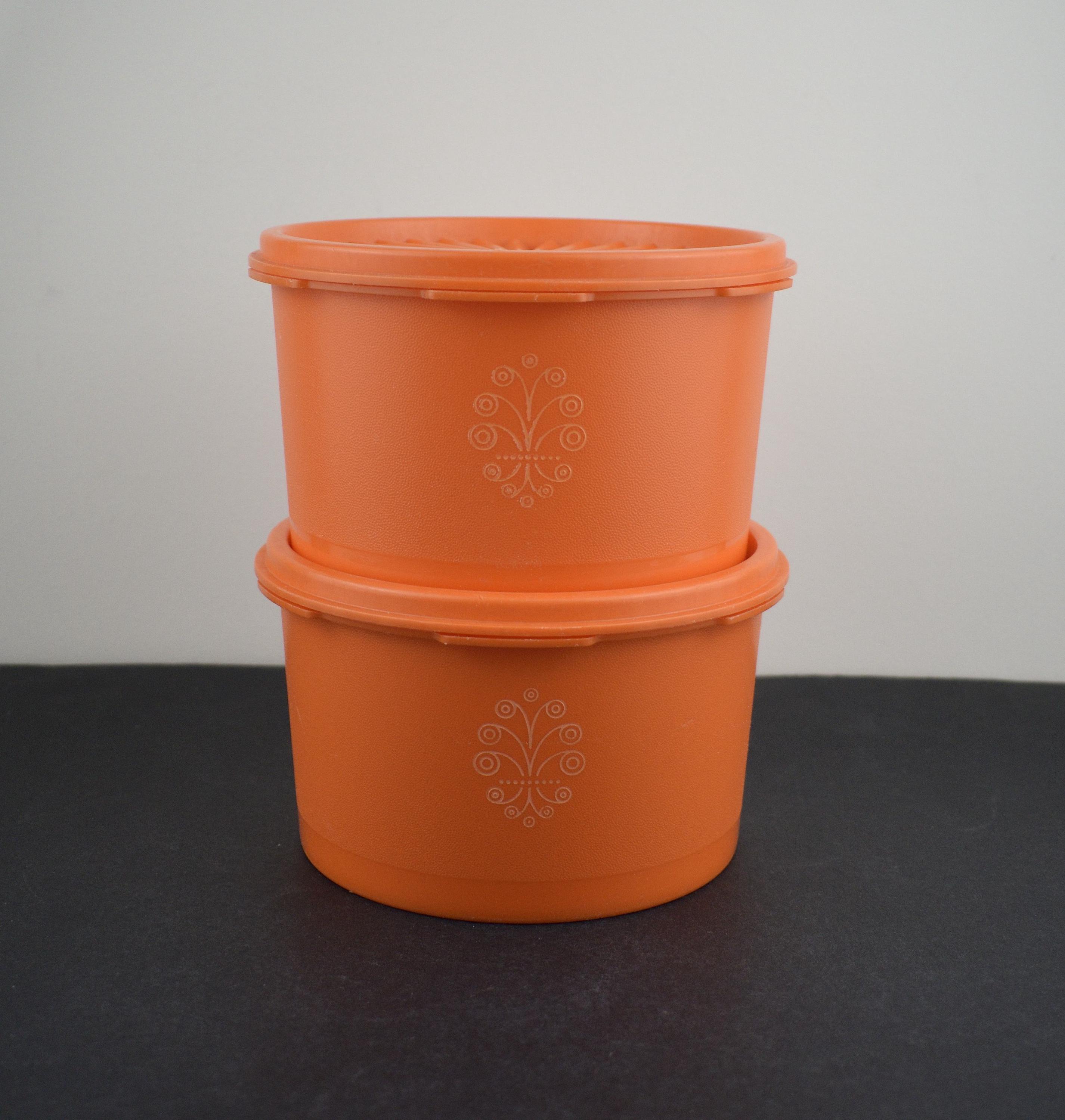 Vintage Tupperware Orange Storage Containers - Retro Servalier