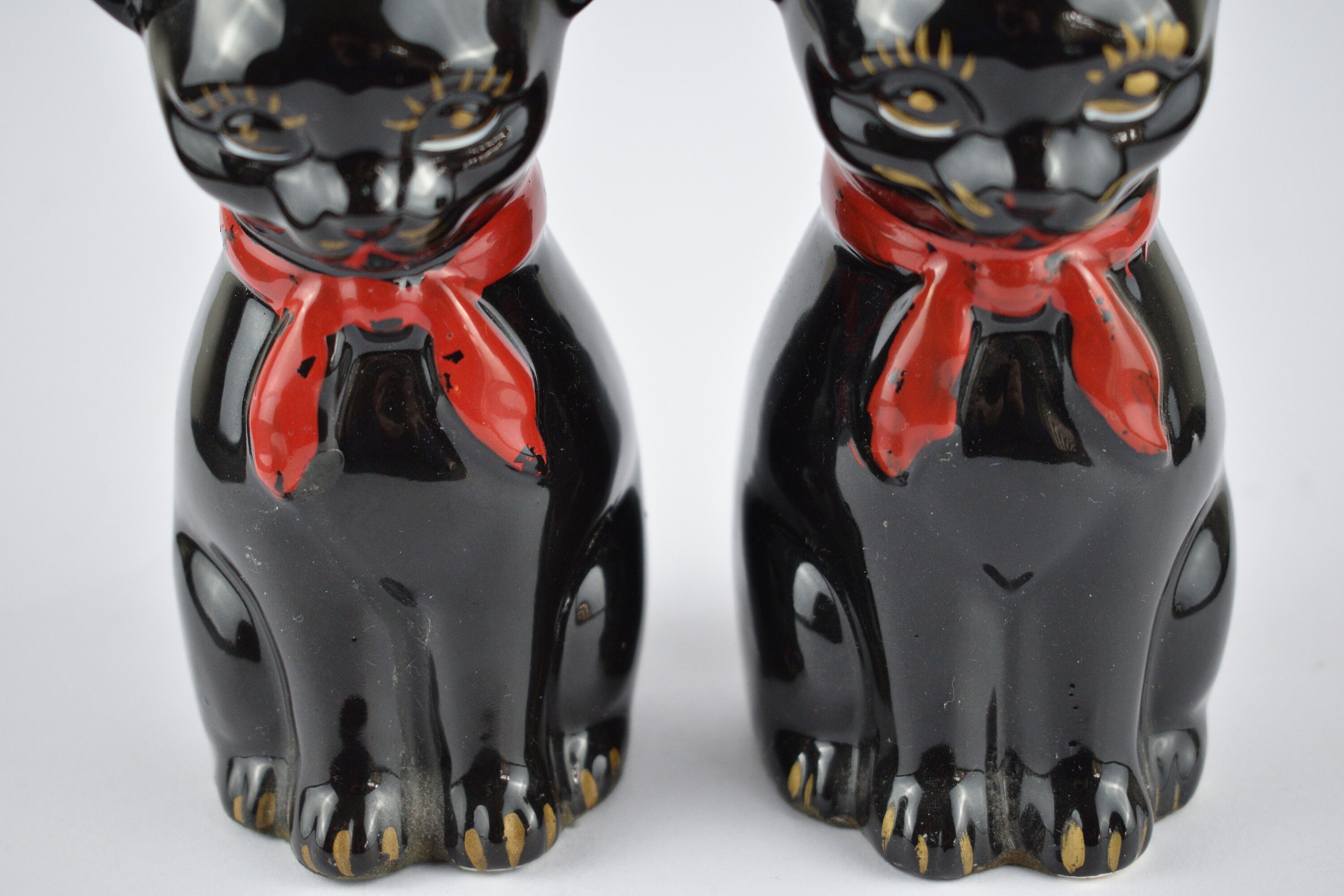 Black Cat Salt & Pepper Shakers Vintage Large Kitty Kats Etsy