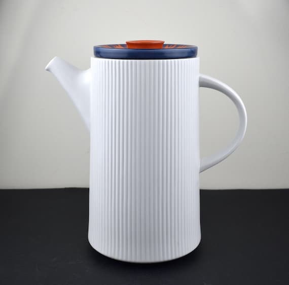 Vintage Thomas Flammfest Groovy Tulip Coffee Pot - Orange & Blue