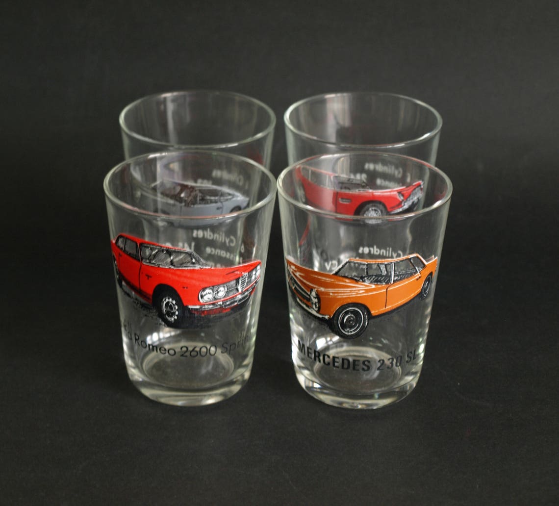 Vintage Classic Cars Drinking Glasses Reims Aston Martin Etsy