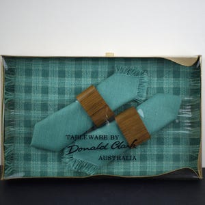 Vintage Donald Clark Green Linen Cotton Placemat Set | Retro Presentation Pack | Unused in Box