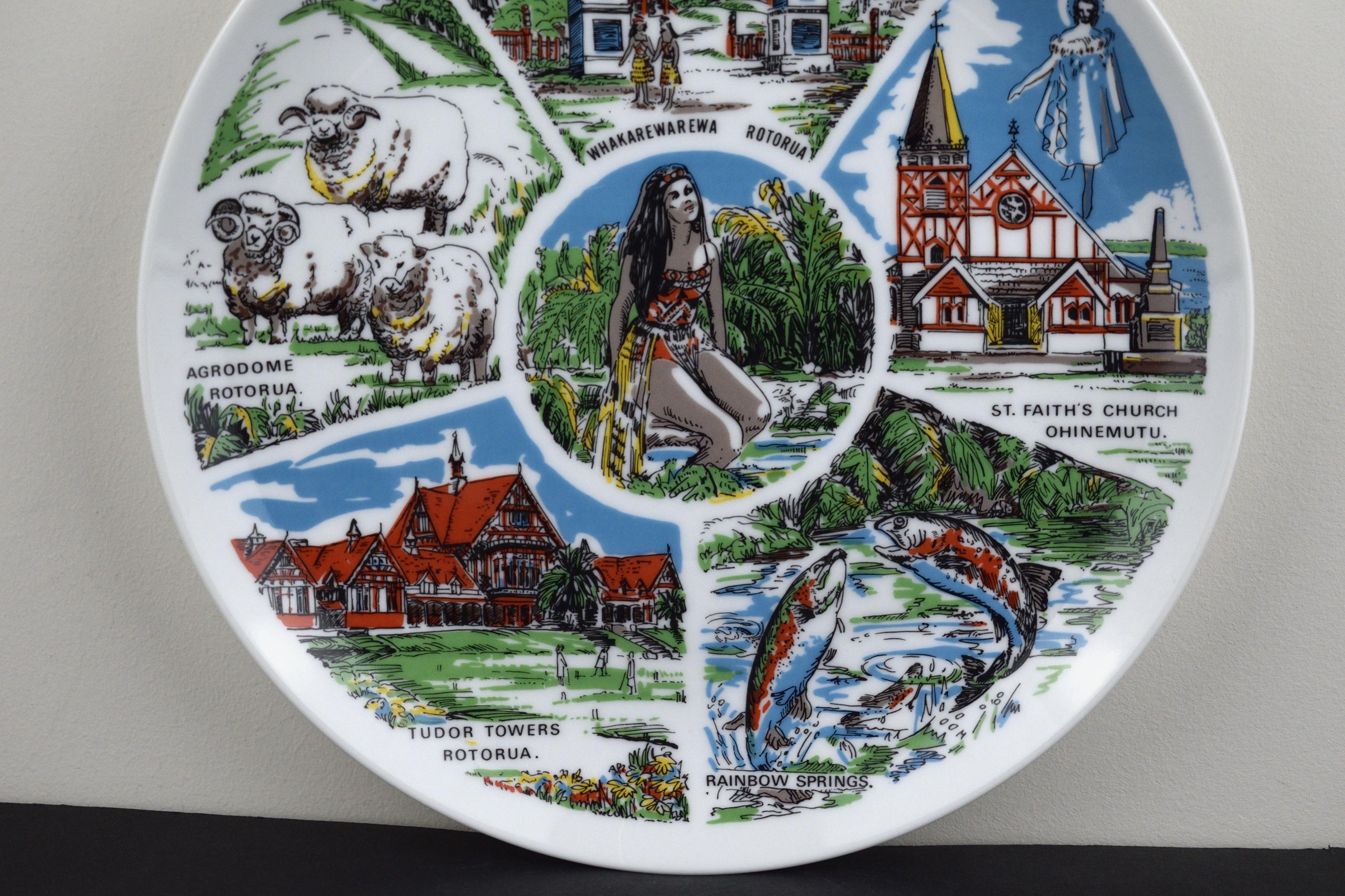 Vintage Maori New Zealand Souvenir Rotorua Decorative Plate