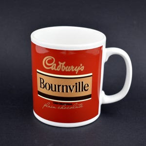 Vintage Cadbury&#39;s Bournville Mug - Cadbury Hot Chocolate Advertising Staffordshire Coffee Cup - Made in England 1995 Licenced