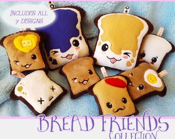 The Whole Loaf - Bread Friends Collection - ITH (In The Hoop) Embroidery Pattern Design - Kawaii Plush Friend - 4 Sizes