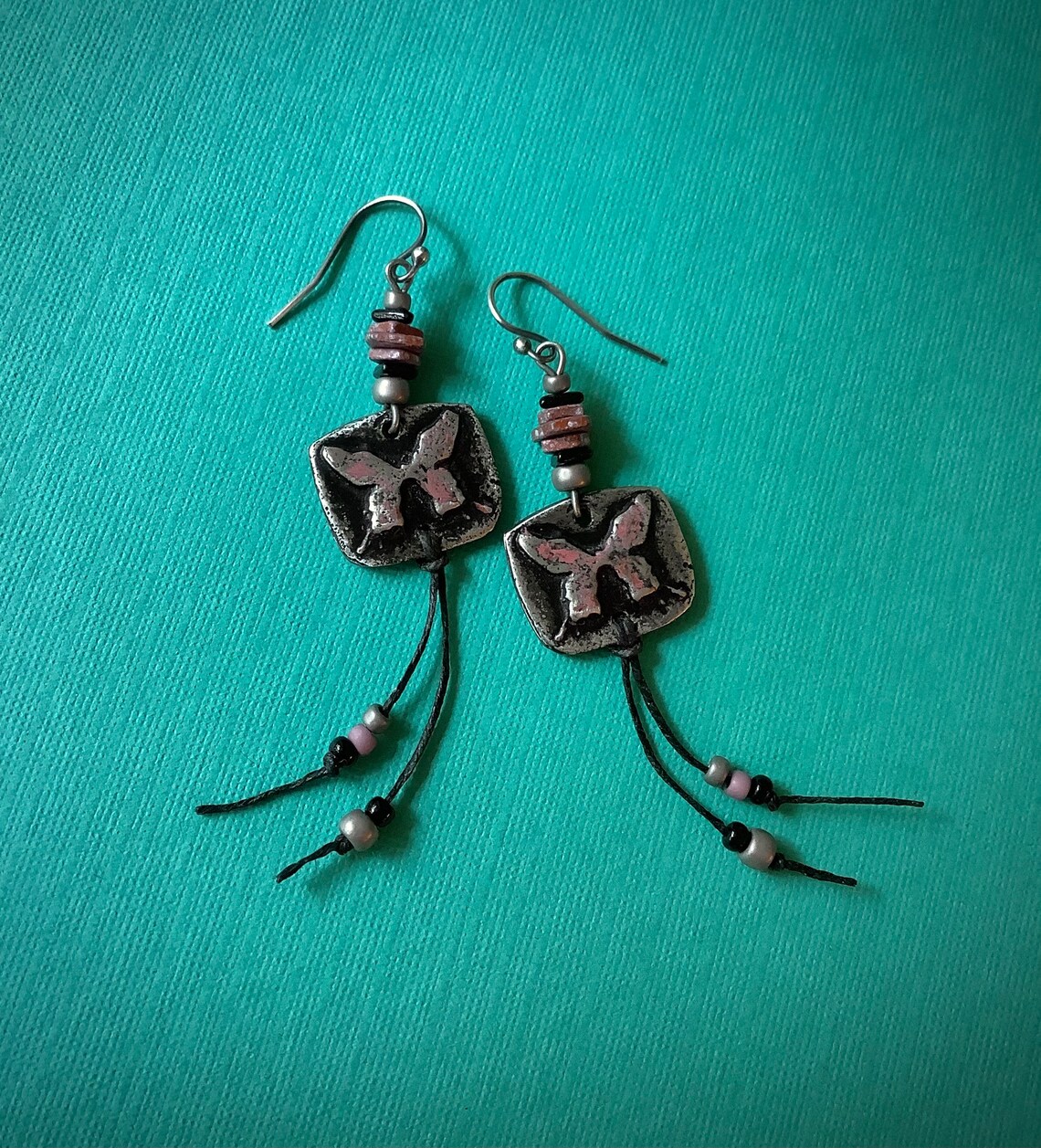 Artisan Earrings Rustic Dangles Butterfly Earrings Boho Etsy