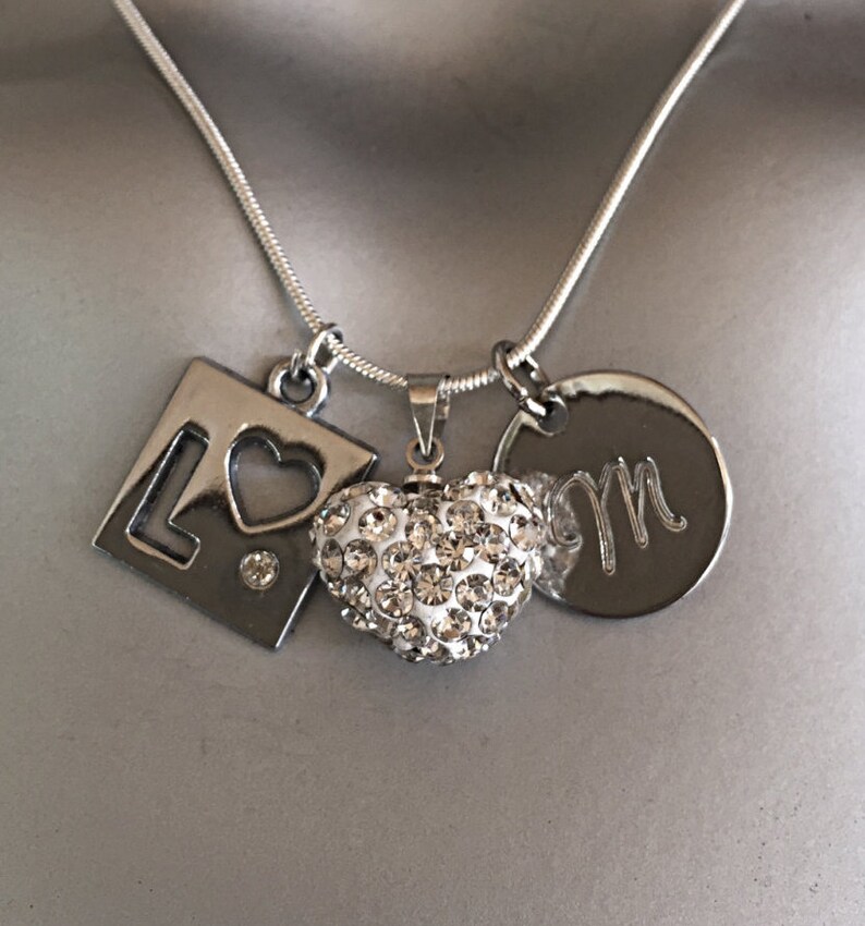 Letter Necklace 5sos Inspirational Necklace Initial Necklace Handstamped Necklace White Heart Necklace -Teen Gift Personalized