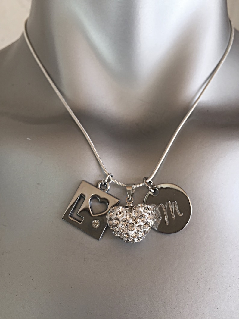 Letter Necklace 5sos Inspirational Necklace Initial Necklace Handstamped Necklace White Heart Necklace -Teen Gift Personalized